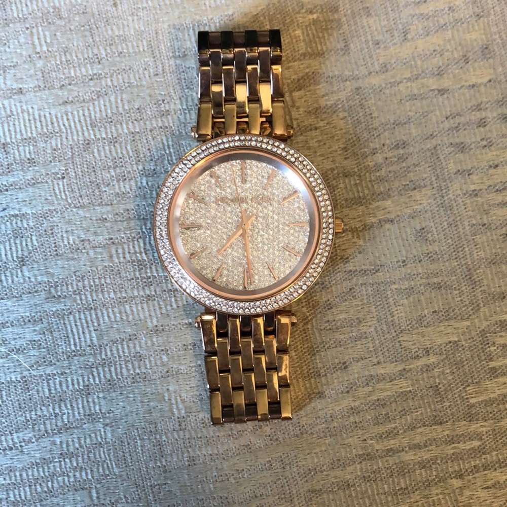MK rose gold and diamond watch